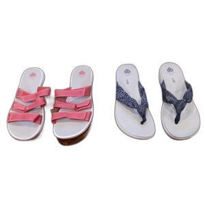 Clarks Cloudsteppers Cushioned Flip Flops Sandals Shoes Size 10 Lot of 2 NEW